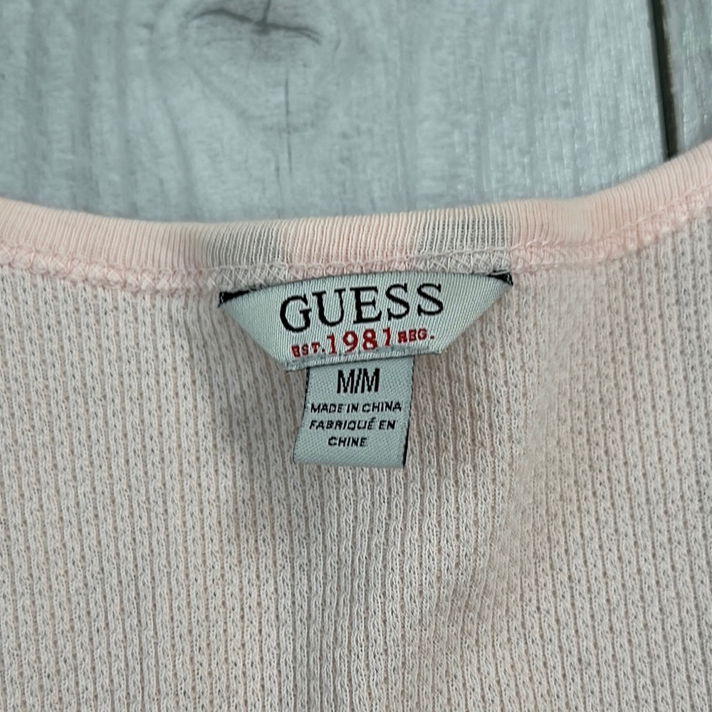 Guess Pink Scoop Neck Long Sleeve Top - Picture 2 of 5
